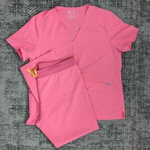 FIGS Pink Scrub Set Casma Top XXL + Livingston High Waisted Pants XL
